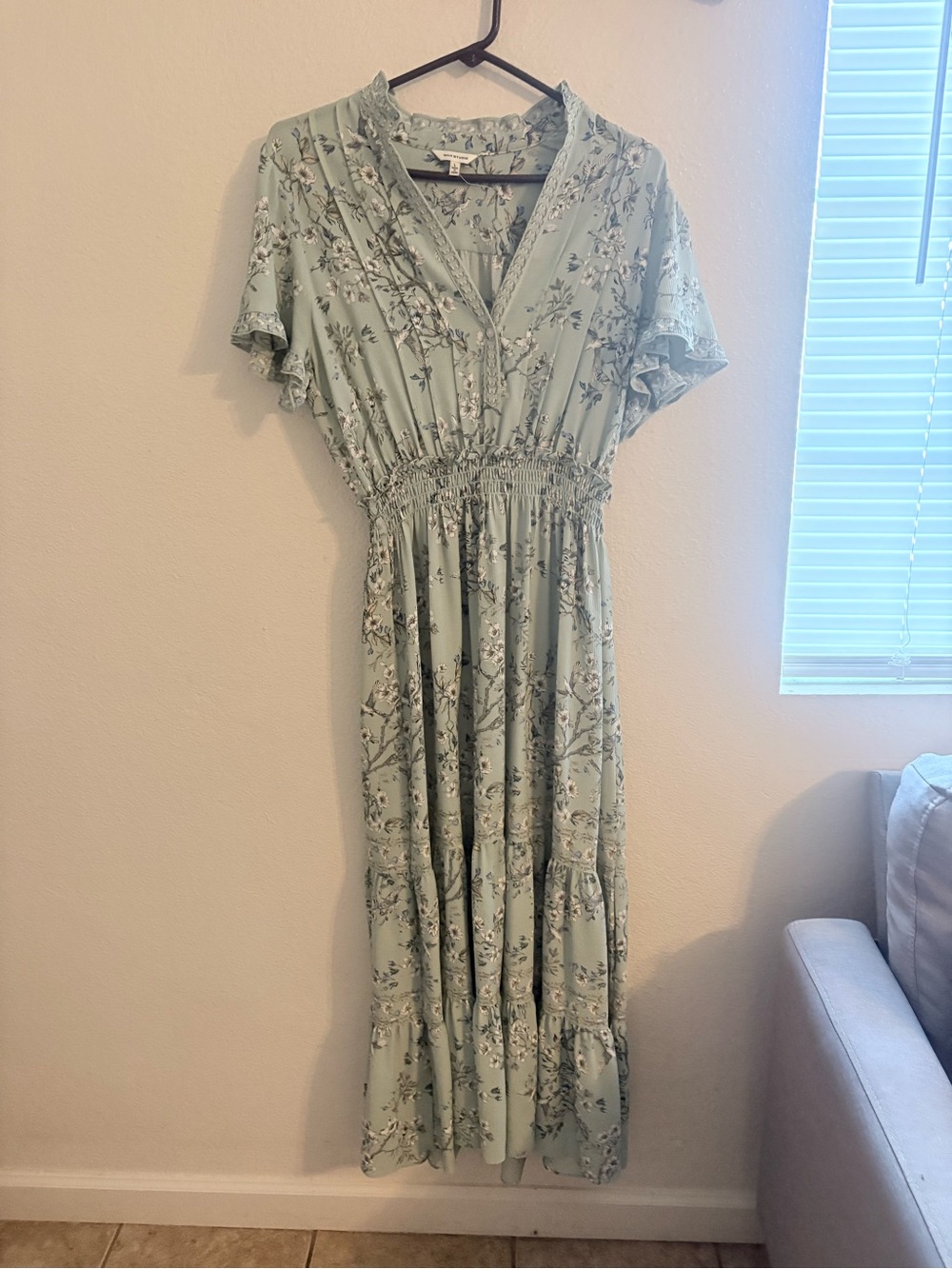 Max Studio Sage Green Floral Maxi Dress